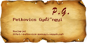 Petkovics Gyöngyi névjegykártya